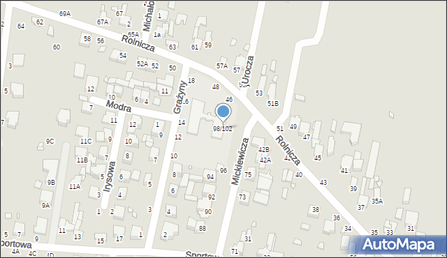 Piotrków Trybunalski, Mickiewicza Adama, 98/102, mapa Piotrków Trybunalski