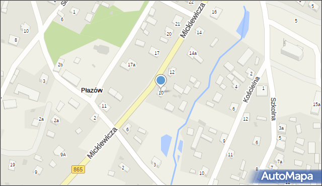 Płazów, Mickiewicza Adama, 10, mapa Płazów