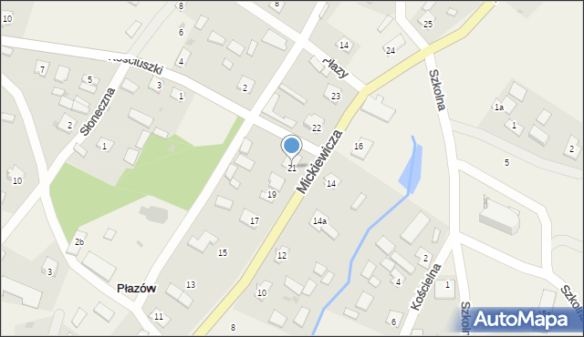 Płazów, Mickiewicza Adama, 21, mapa Płazów