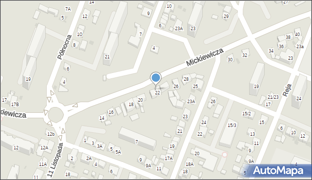 Płock, Mickiewicza Adama, 22a, mapa Płock