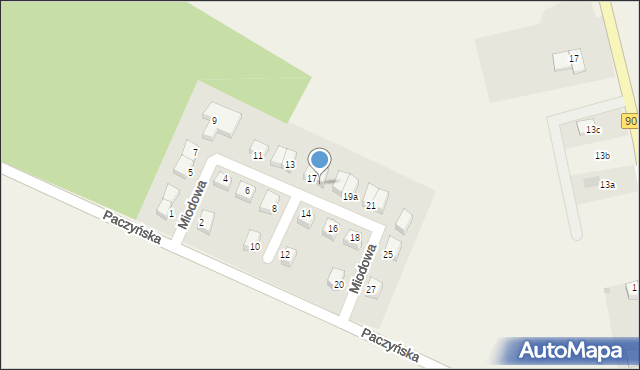 Pniów, Miodowa, 17A, mapa Pniów