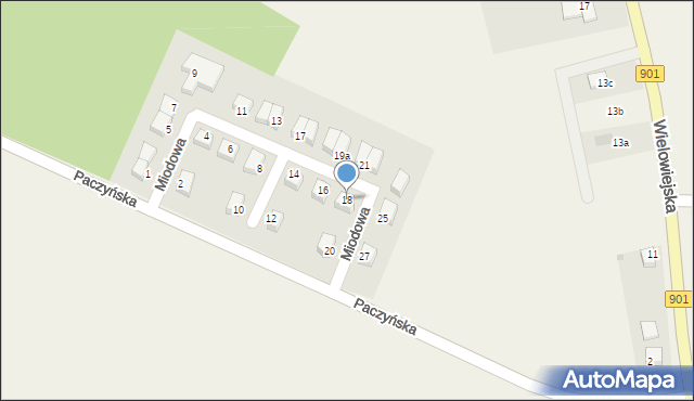 Pniów, Miodowa, 18, mapa Pniów