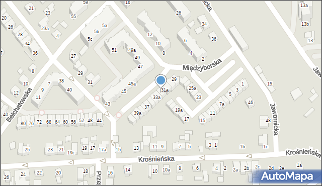 Poznań, Międzyborska, 33, mapa Poznania