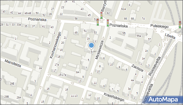 Poznań, Mickiewicza Adama, 3, mapa Poznania