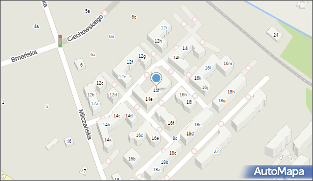 Poznań, Milczańska, 14f, mapa Poznania