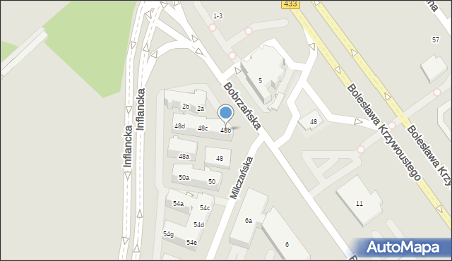 Poznań, Milczańska, 48b, mapa Poznania