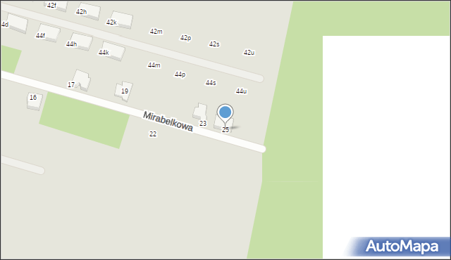 Poznań, Mirabelkowa, 25, mapa Poznania