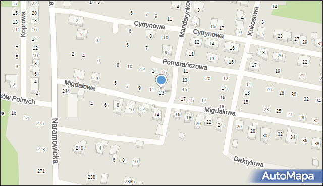 Poznań, Migdałowa, 13, mapa Poznania