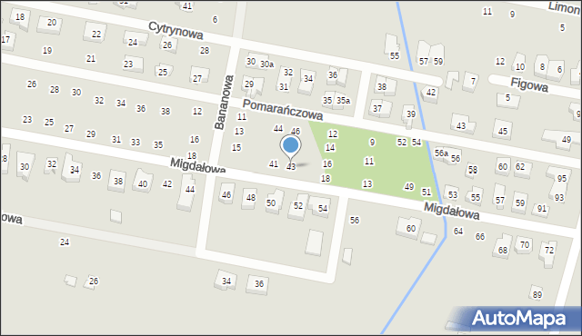 Poznań, Migdałowa, 43, mapa Poznania