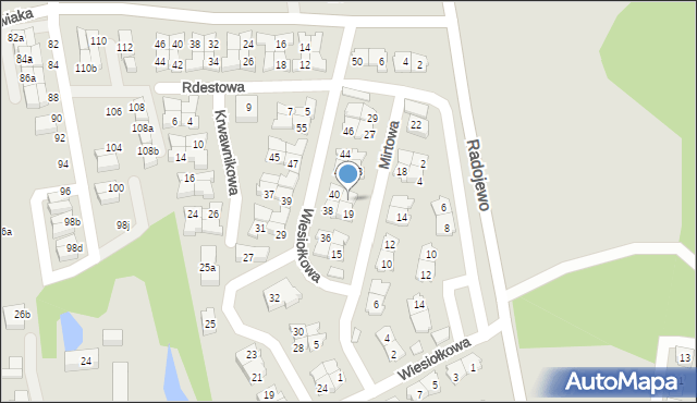 Poznań, Mirtowa, 21, mapa Poznania