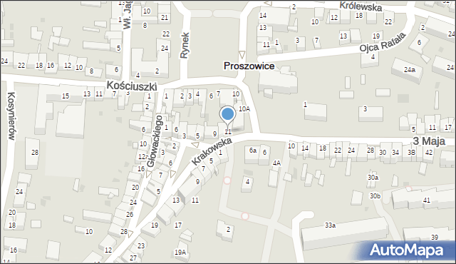 Proszowice, Mieszkowskiego Bronisława, ks., 11, mapa Proszowice
