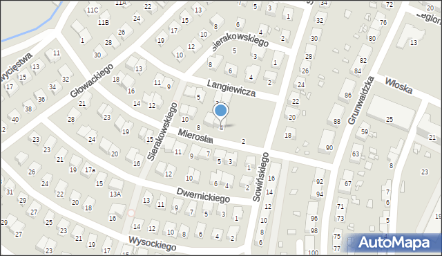 Prudnik, Mierosławskiego Ludwika, gen., 4, mapa Prudnik