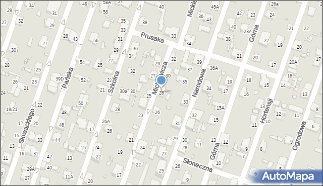 Pruszków, Mickiewicza Adama, 28, mapa Pruszków