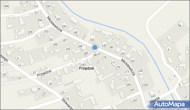 Przędzel, Mickiewicza Adama, 181, mapa Przędzel