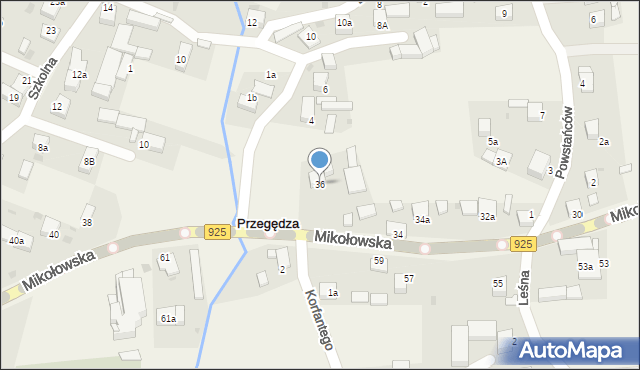 Przegędza, Mikołowska, 36, mapa Przegędza