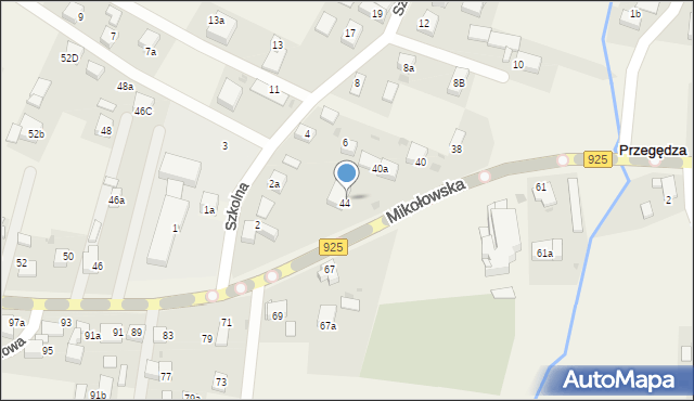 Przegędza, Mikołowska, 44a, mapa Przegędza