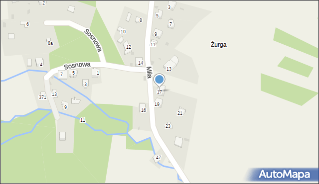 Przybędza, Miła, 17, mapa Przybędza