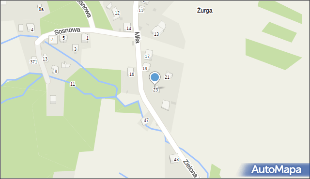 Przybędza, Miła, 23, mapa Przybędza