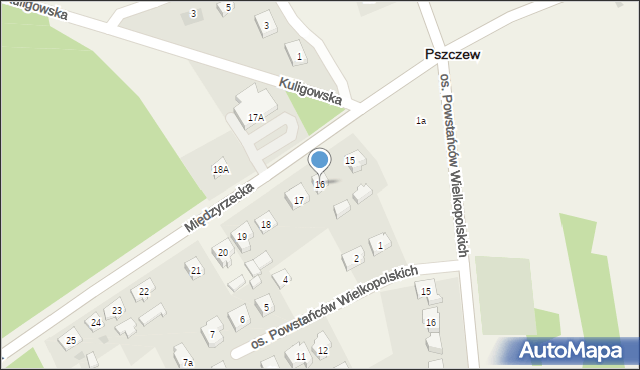 Pszczew, Międzyrzecka, 16, mapa Pszczew