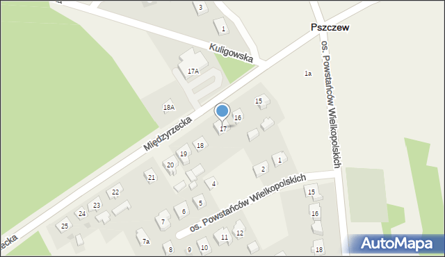 Pszczew, Międzyrzecka, 17, mapa Pszczew