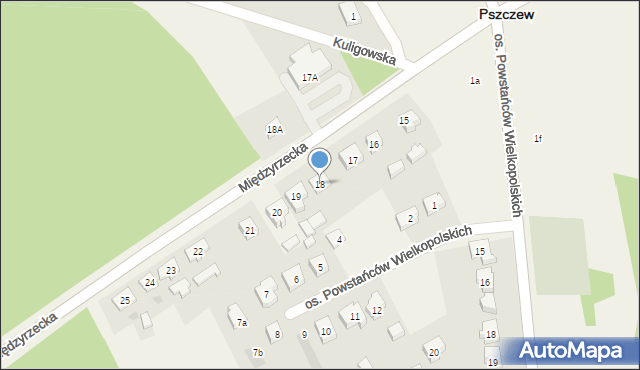 Pszczew, Międzyrzecka, 18, mapa Pszczew