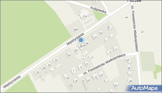 Pszczew, Międzyrzecka, 19, mapa Pszczew