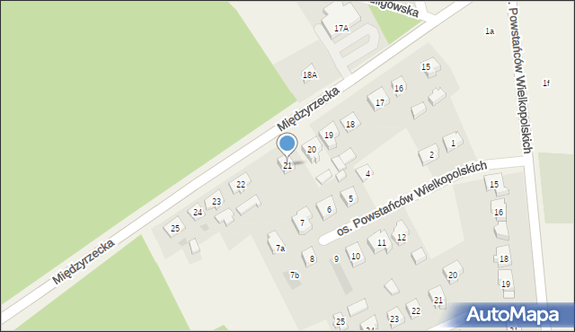 Pszczew, Międzyrzecka, 21, mapa Pszczew