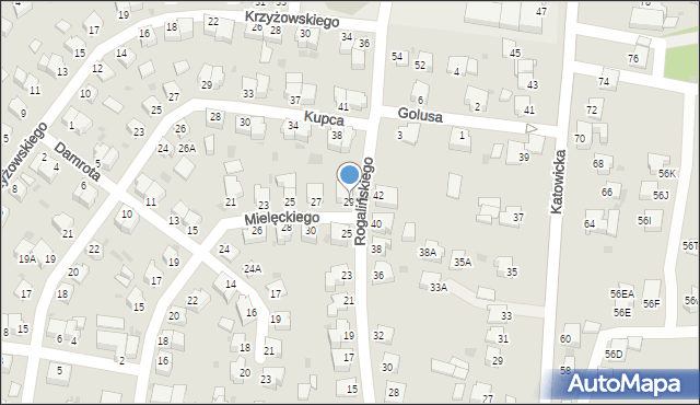 Pszczyna, Mielęckiego Andrzeja, dr., 29, mapa Pszczyny