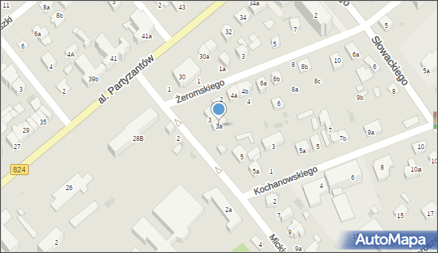 Puławy, Mickiewicza Adama, 3a, mapa Puław