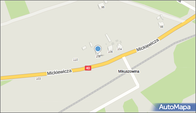 Pyskowice, Mickiewicza Adama, 108, mapa Pyskowice