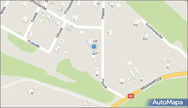 Pyskowice, Mickiewicza Adama, 94A, mapa Pyskowice