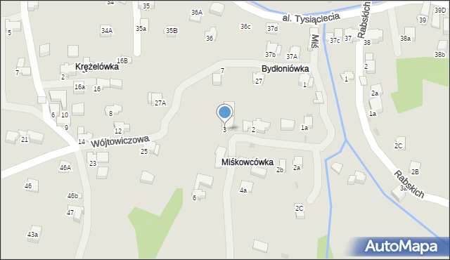 Rabka-Zdrój, Miśkowcówka, 3, mapa Rabka-Zdrój