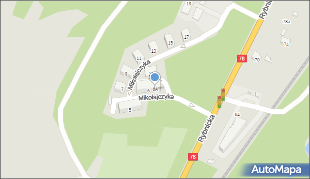 Radlin, Mikołajczyka Stanisława, 6A, mapa Radlin