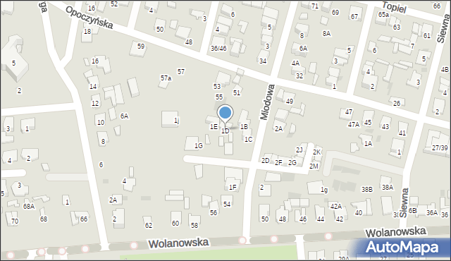 Radom, Miodowa, 1D, mapa Radomia