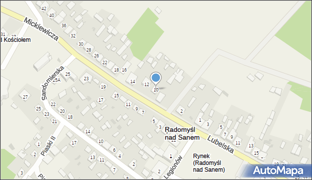 Radomyśl nad Sanem, Mickiewicza Adama, 10, mapa Radomyśl nad Sanem