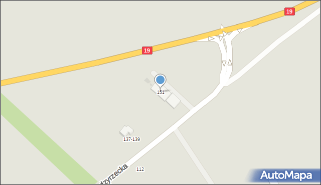 Radzyń Podlaski, Międzyrzecka, 151, mapa Radzyń Podlaski