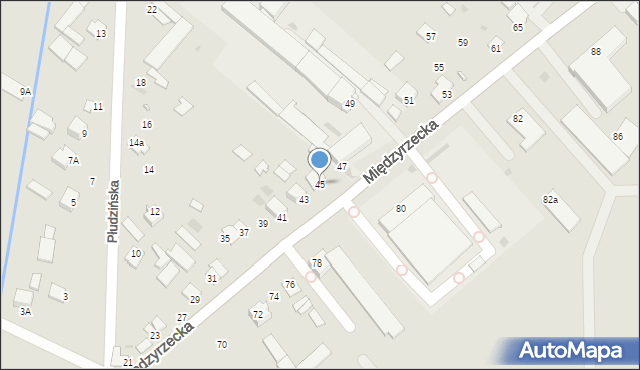 Radzyń Podlaski, Międzyrzecka, 45, mapa Radzyń Podlaski