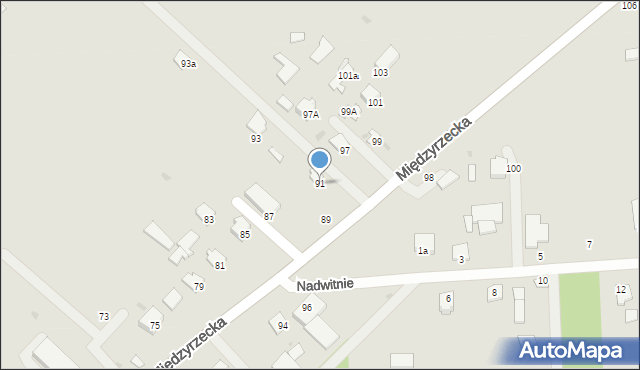 Radzyń Podlaski, Międzyrzecka, 91, mapa Radzyń Podlaski