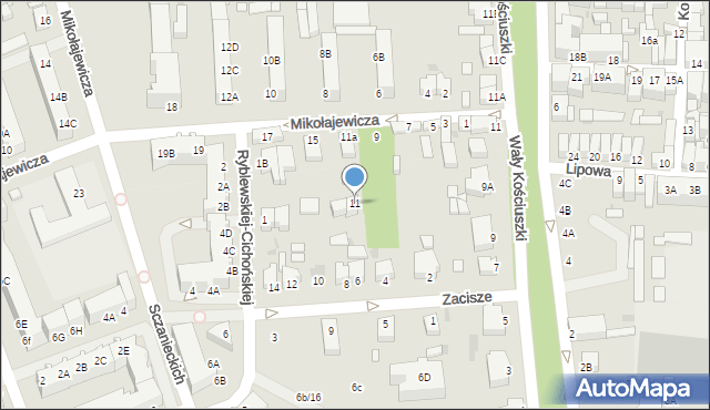 Rawicz, Mikołajewicza Stanisława, 11a, mapa Rawicz