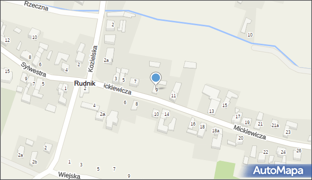 Rudnik, Mickiewicza Adama, 9, mapa Rudnik