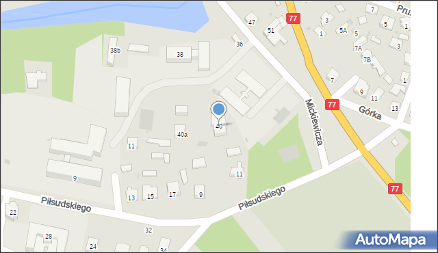 Rudnik nad Sanem, Mickiewicza Adama, 40, mapa Rudnik nad Sanem