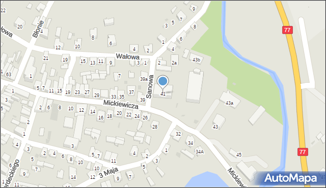 Rudnik nad Sanem, Mickiewicza Adama, 41, mapa Rudnik nad Sanem