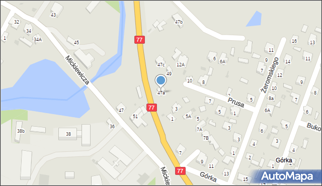 Rudnik nad Sanem, Mickiewicza Adama, 47a, mapa Rudnik nad Sanem