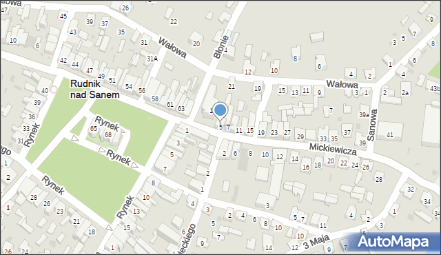 Rudnik nad Sanem, Mickiewicza Adama, 5, mapa Rudnik nad Sanem