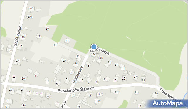 Rudy, Mickiewicza Adama, 8a, mapa Rudy