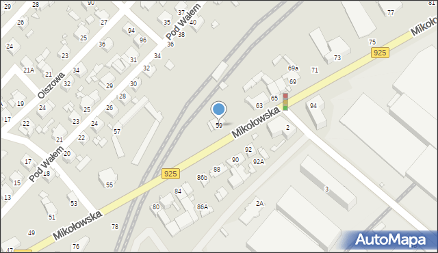 Rybnik, Mikołowska, 59, mapa Rybnika