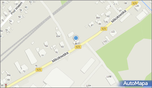 Rybnik, Mikołowska, 85, mapa Rybnika