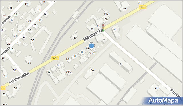 Rybnik, Mikołowska, 92A, mapa Rybnika