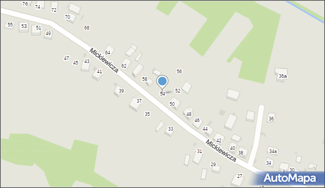 Ryglice, Mickiewicza Adama, 54, mapa Ryglice