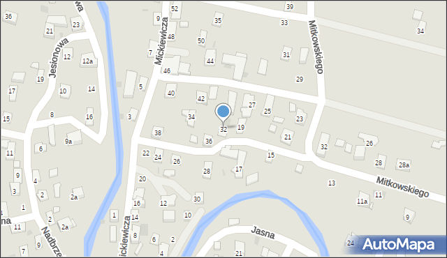 Rymanów, Mickiewicza Adama, 32, mapa Rymanów